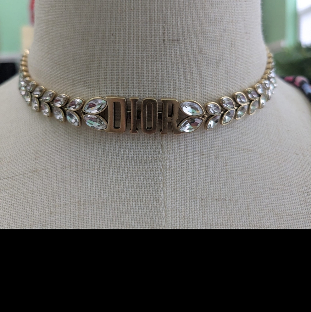Dior Gold and Silver Coker Necklace with Crystal Accents With Box - Picture 7 of 16